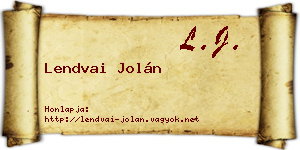 Lendvai Jolán névjegykártya